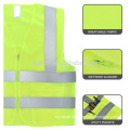 100% Polyester Wholesale Cheap Fluorescent Yellow Orange Safety Vest Breathable Reflective Roadway Jacket With Zipper And Pocket